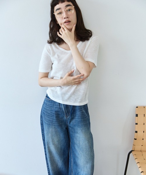 flaeu(フラユ)の「Sheer Knit Tee(Tシャツ/カットソー・レディース・ホワイト/ブラック・FREE)」の22枚目の写真