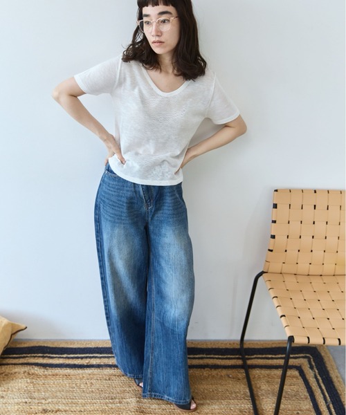 flaeu(フラユ)の「Sheer Knit Tee(Tシャツ/カットソー・レディース・ホワイト/ブラック・FREE)」の21枚目の写真