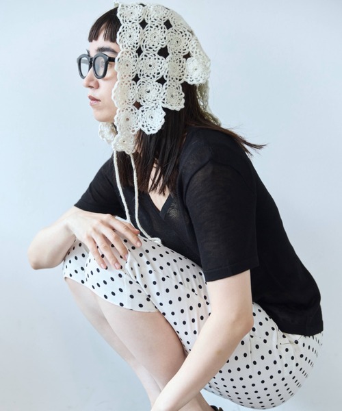 flaeu(フラユ)の「Sheer Knit Tee(Tシャツ/カットソー・レディース・ホワイト/ブラック・FREE)」の10枚目の写真