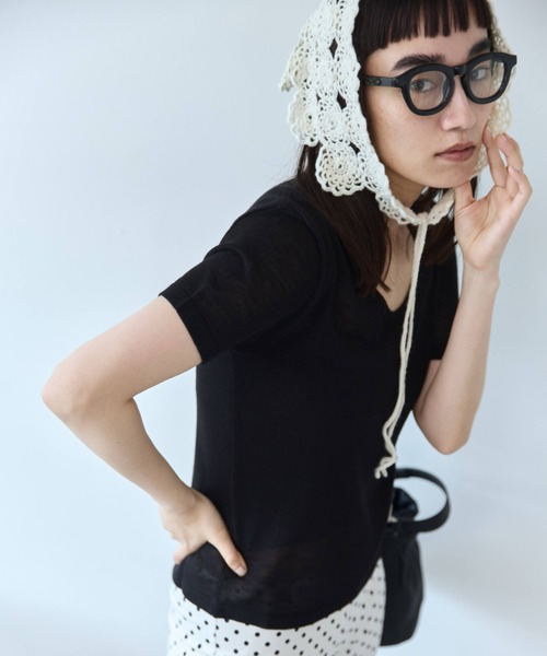 flaeu(フラユ)の「Sheer Knit Tee(Tシャツ/カットソー・レディース・ホワイト/ブラック・FREE)」の14枚目の写真