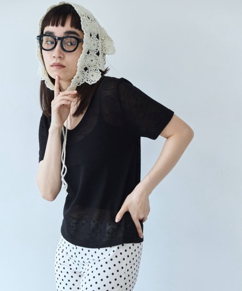 flaeu(フラユ)の「Sheer Knit Tee(Tシャツ/カットソー・レディース・ホワイト/ブラック・FREE)」の11枚目の写真