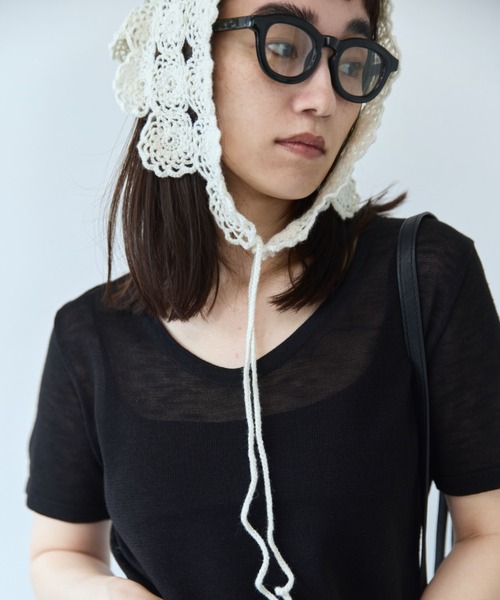 flaeu(フラユ)の「Sheer Knit Tee(Tシャツ/カットソー・レディース・ホワイト/ブラック・FREE)」の5枚目の写真