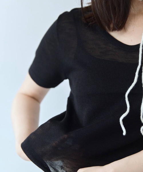 flaeu(フラユ)の「Sheer Knit Tee(Tシャツ/カットソー・レディース・ホワイト/ブラック・FREE)」の4枚目の写真
