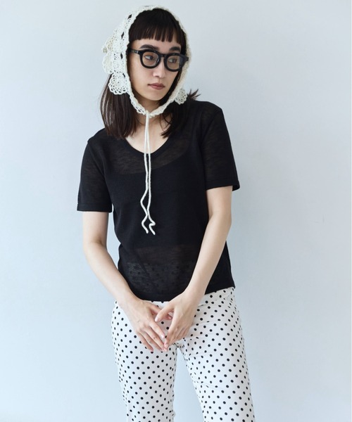 flaeu(フラユ)の「Sheer Knit Tee(Tシャツ/カットソー・レディース・ホワイト/ブラック・FREE)」の13枚目の写真