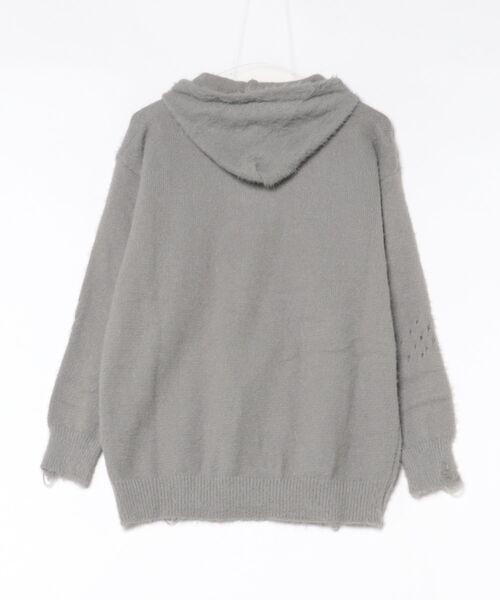 MASHIRO(マシロ)の「【MASHIRO】ダメージ加工ニットロゴジップルーズパーカー/グランジY2K(MA/EK92)(パーカー・レディース・グレー/ブラック・FREE)」の18枚目の写真