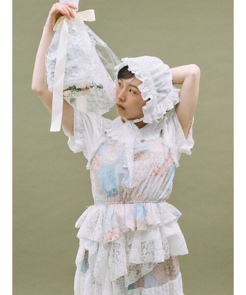merry jenny(メリージェニー)の「sugar lace bonnet(その他ヘアアクセサリー・レディース・オフホワイト/ピンク・FREE)」の9枚目の写真