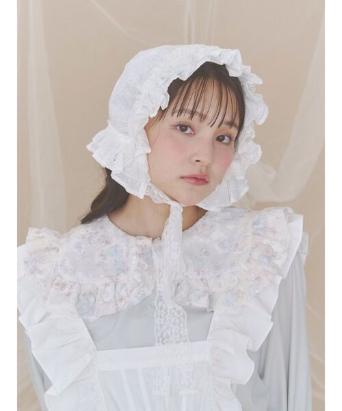 merry jenny(メリージェニー)の「sugar lace bonnet(その他ヘアアクセサリー・レディース・オフホワイト/ピンク・FREE)」の12枚目の写真