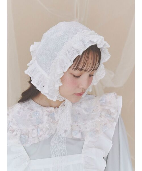 merry jenny(メリージェニー)の「sugar lace bonnet(その他ヘアアクセサリー・レディース・オフホワイト/ピンク・FREE)」の13枚目の写真