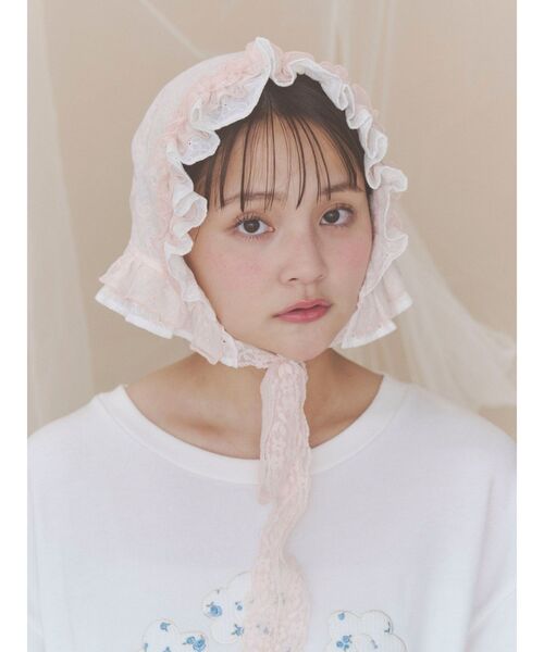 merry jenny(メリージェニー)の「sugar lace bonnet(その他ヘアアクセサリー・レディース・オフホワイト/ピンク・FREE)」の16枚目の写真