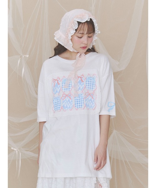 merry jenny(メリージェニー)の「sugar lace bonnet(その他ヘアアクセサリー・レディース・オフホワイト/ピンク・FREE)」の6枚目の写真