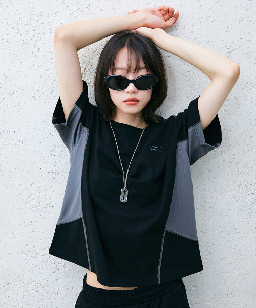 GAKKAI UNIONS(ガッカイユニオンズ)の「スパイラルメッシュ切り替えクロップTシャツブラック(Tシャツ/カットソー・レディース・その他・MEDIUM/LARGE/X-LARGE)」の9枚目の写真