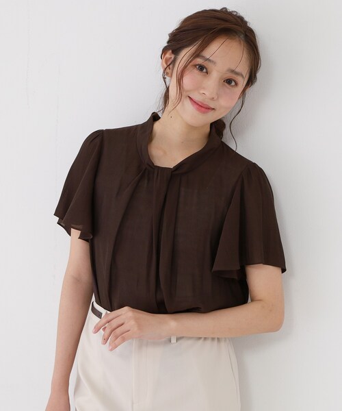 COUP DE CHANCE(クードシャンス)の「【手洗い可/日本製】フロント ドレープブラウス(シャツ/ブラウス・レディース・ライトブルー/ダークウッド/オフホワイト/サンドベージュ・34/40/38/36)」の2枚目の写真