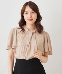 【手洗い可/日本製】フロント ドレープブラウス