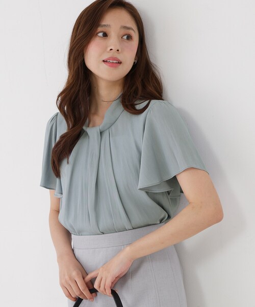 COUP DE CHANCE(クードシャンス)の「【手洗い可/日本製】フロント ドレープブラウス(シャツ/ブラウス・レディース・ライトブルー/ダークウッド/オフホワイト/サンドベージュ・34/40/38/36)」の4枚目の写真
