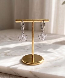【金属アレルギー対応】ブロッサムモチーフフープピアス