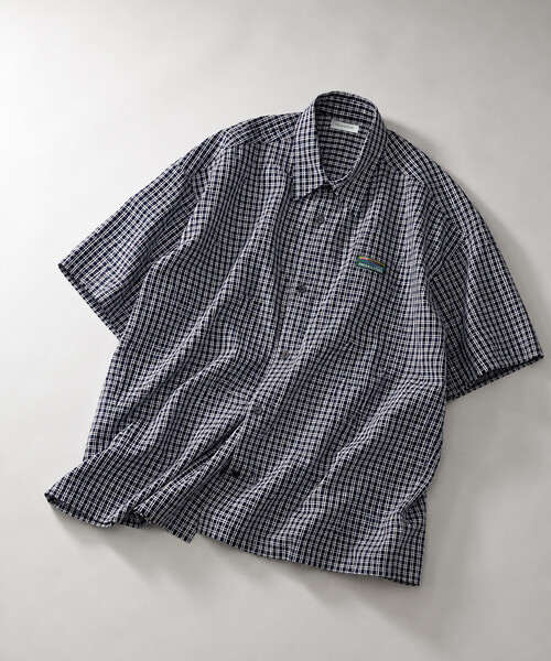 FREAK'S STORE（フリークスストア）の「限定展開 リラックスフィット ショートスリーブ チェックシャツ /半袖（シャツ/ブラウス・メンズ・チャコールグレー/ネイビー/ブラック/ブラウン/ライトベージュ/ベージュ/ホワイト/グリーン・SMALL/MEDIUM/LARGE）」の8枚目の写真