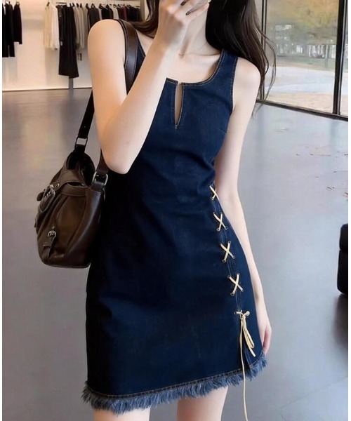 semplice（センプリチェ）の「ノースリーブデニムワンピース（ワンピース・レディース・ブルー・S/M/L）」の8枚目の写真