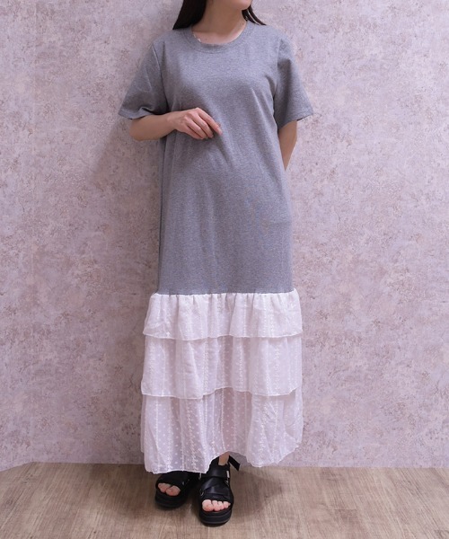axes femme(アクシーズファム)の「裾レースカットワンピース(ワンピース・レディース・グレー/ブラック・FREE)」の6枚目の写真