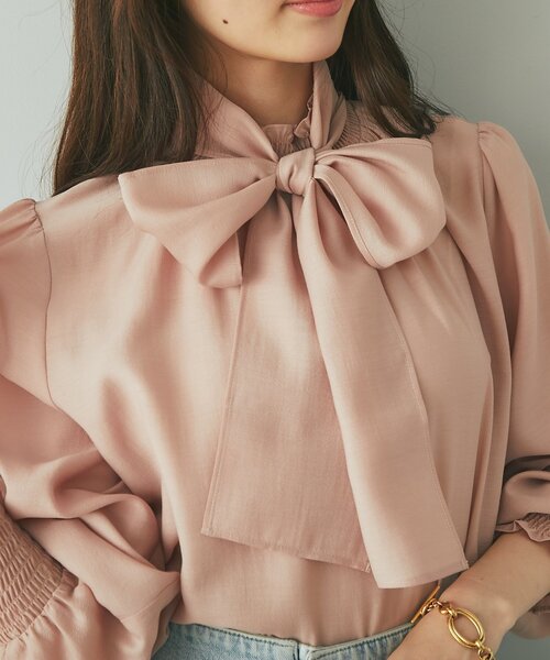 La boutique BonBon(ラブティックボンボン)の「【オケージョンにも】ボウタイシャーリングギャザーブラウス(シャツ/ブラウス・レディース・ピンク/オフホワイト・FREE)」の22枚目の写真
