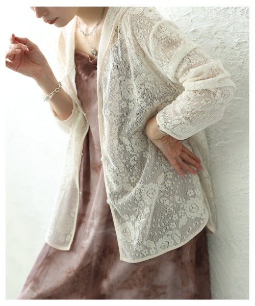 Sawa a la mode(サワアラモード)の「花柄レース刺繍メッシュパーカー(パーカー・レディース・ブラック/オフホワイト・FREE)」の15枚目の写真