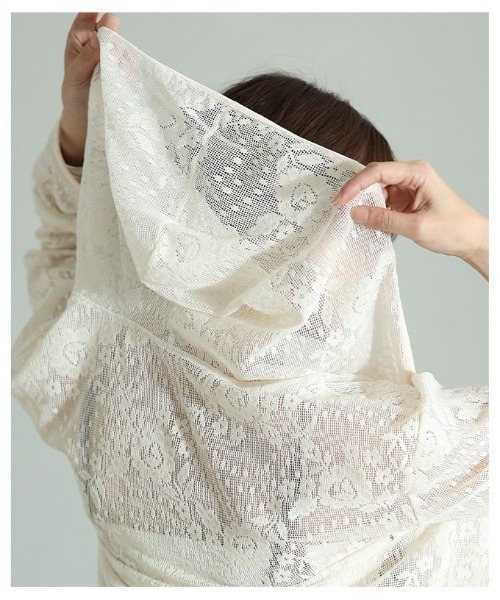 Sawa a la mode(サワアラモード)の「花柄レース刺繍メッシュパーカー(パーカー・レディース・ブラック/オフホワイト・FREE)」の17枚目の写真