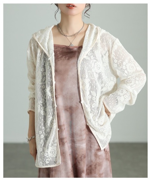 Sawa a la mode(サワアラモード)の「花柄レース刺繍メッシュパーカー(パーカー・レディース・ブラック/オフホワイト・FREE)」の22枚目の写真