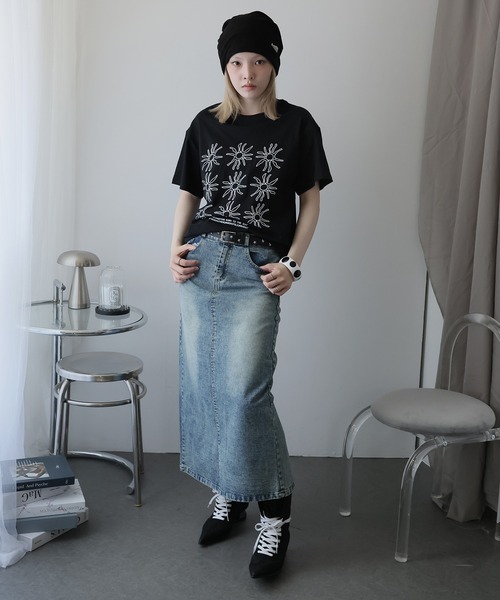 Ulysses(ユリシス)の「モノトーンプリントクルーネックTシャツ(Tシャツ/カットソー・レディース・ブラック・M/S)」の2枚目の写真
