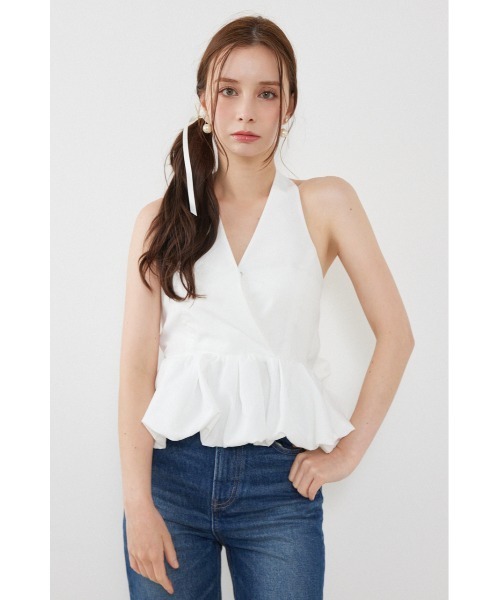 rienda（リエンダ）の「ホルターネックペプラムトップス　夏服（シャツ/ブラウス・レディース・マルチ/ホワイト/ライトピンク・MEDIUM/SMALL）」の18枚目の写真