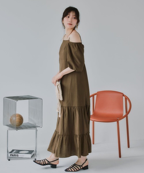 slattgir(スラットジール)の「高身長 袖2WAYティアードマキシワンピース(トールサイズ)Essenave(ワンピース・レディース・ブラック/ブラウン・TLL/TL/TM/T5L/T4L/T3L)」の14枚目の写真