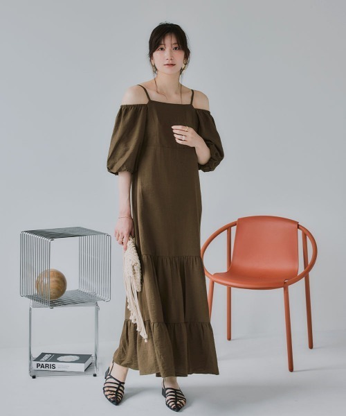 slattgir(スラットジール)の「高身長 袖2WAYティアードマキシワンピース(トールサイズ)Essenave(ワンピース・レディース・ブラック/ブラウン・TLL/TL/TM/T5L/T4L/T3L)」の12枚目の写真