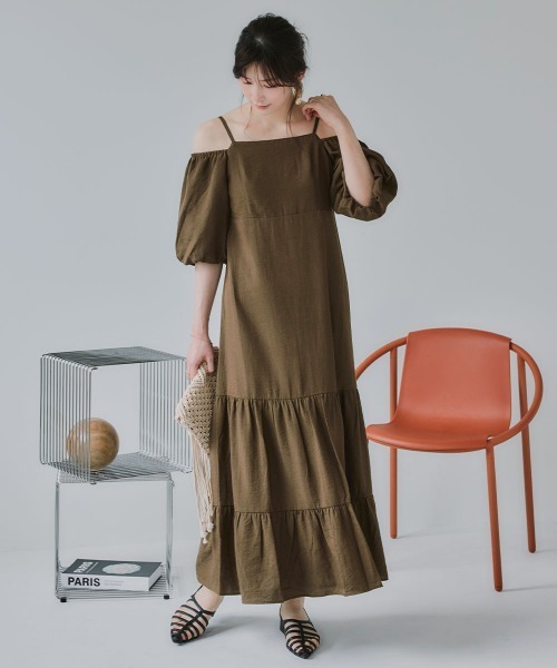 slattgir(スラットジール)の「高身長 袖2WAYティアードマキシワンピース(トールサイズ)Essenave(ワンピース・レディース・ブラック/ブラウン・TLL/TL/TM/T5L/T4L/T3L)」の13枚目の写真