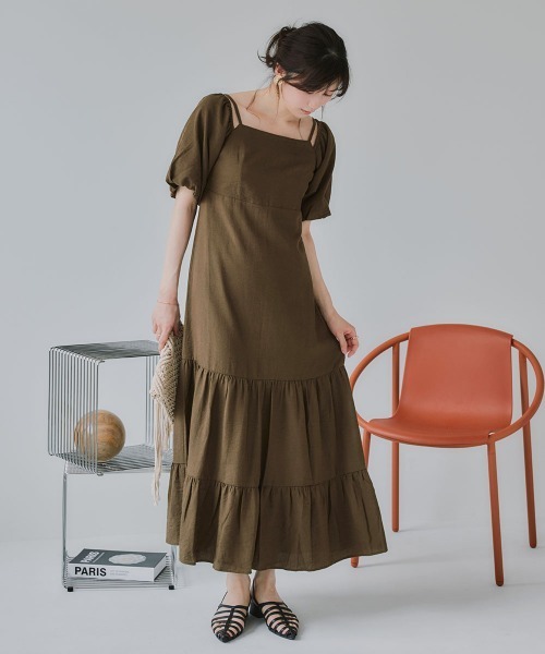 slattgir(スラットジール)の「高身長 袖2WAYティアードマキシワンピース(トールサイズ)Essenave(ワンピース・レディース・ブラック/ブラウン・TLL/TL/TM/T5L/T4L/T3L)」の15枚目の写真