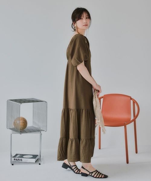slattgir(スラットジール)の「高身長 袖2WAYティアードマキシワンピース(トールサイズ)Essenave(ワンピース・レディース・ブラック/ブラウン・TLL/TL/TM/T5L/T4L/T3L)」の16枚目の写真
