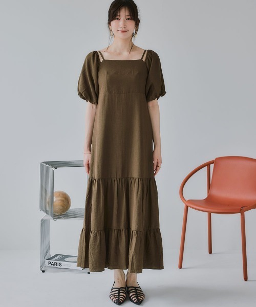 slattgir(スラットジール)の「高身長 袖2WAYティアードマキシワンピース(トールサイズ)Essenave(ワンピース・レディース・ブラック/ブラウン・TLL/TL/TM/T5L/T4L/T3L)」の18枚目の写真