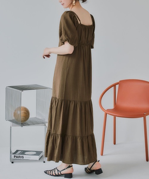 slattgir(スラットジール)の「高身長 袖2WAYティアードマキシワンピース(トールサイズ)Essenave(ワンピース・レディース・ブラック/ブラウン・TLL/TL/TM/T5L/T4L/T3L)」の17枚目の写真