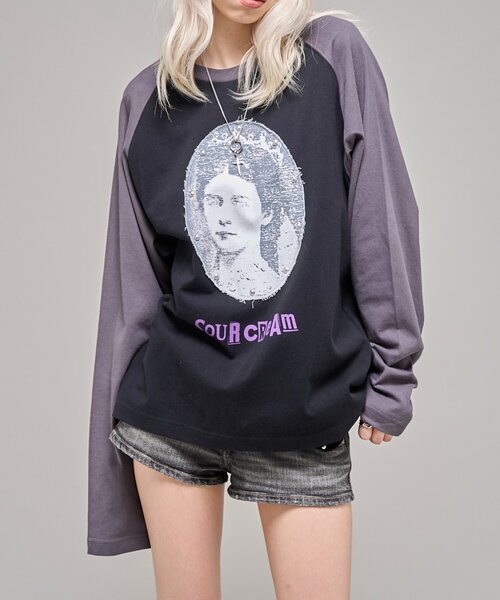 Sourcream(サワークリーム)の「【Sourcream】VenusラグランL/STEE(Tシャツ/カットソー・レディース・ホワイト/ブラック/チャコールグレー・MEDIUM/SMALL)」の3枚目の写真