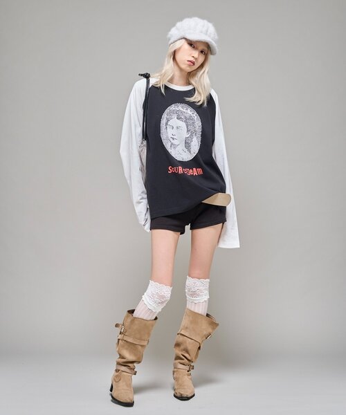 Sourcream(サワークリーム)の「【Sourcream】VenusラグランL/STEE(Tシャツ/カットソー・レディース・ホワイト/ブラック/チャコールグレー・MEDIUM/SMALL)」の8枚目の写真