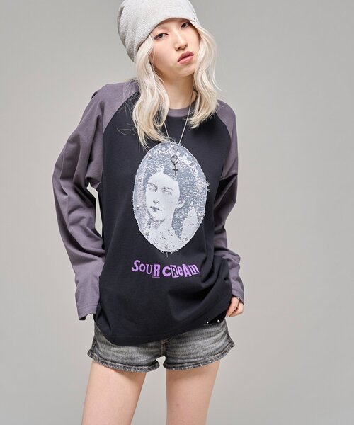Sourcream(サワークリーム)の「【Sourcream】VenusラグランL/STEE(Tシャツ/カットソー・レディース・ホワイト/ブラック/チャコールグレー・MEDIUM/SMALL)」の9枚目の写真