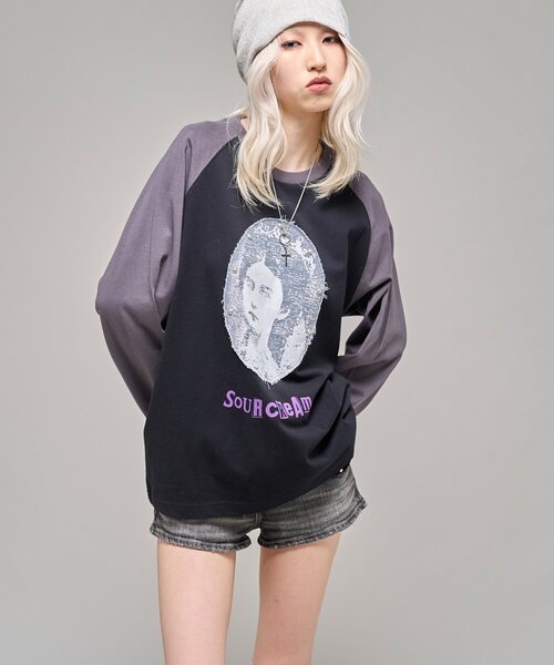 Sourcream(サワークリーム)の「【Sourcream】VenusラグランL/STEE(Tシャツ/カットソー・レディース・ホワイト/ブラック/チャコールグレー・MEDIUM/SMALL)」の10枚目の写真