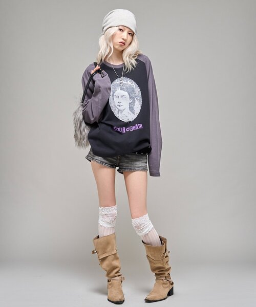 Sourcream(サワークリーム)の「【Sourcream】VenusラグランL/STEE(Tシャツ/カットソー・レディース・ホワイト/ブラック/チャコールグレー・MEDIUM/SMALL)」の12枚目の写真