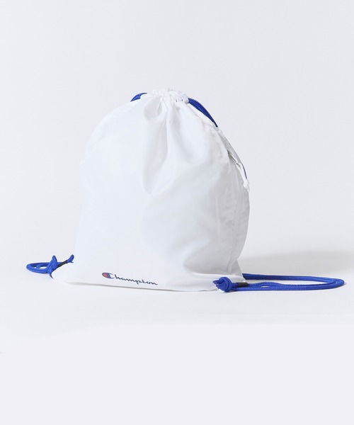 Champion(チャンピオン)の「Champion/チャンピオン LAUNDRY BAG ランドリーバッグ ナップサック サブバッグ サイドファスナー付き A4サイズ収納可能 メンズ レディース 2026年 秋 秋服 冬 冬服(バックパック/リュック・メンズ・ホワイト/ブラック/ネイビー/ライトパープル・FREE)」の2枚目の写真