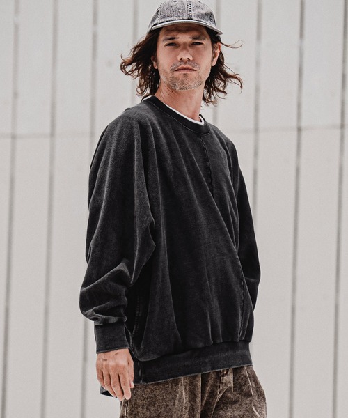 CAMBIO(カンビオ)の「msw1901-Faded Sweat Dolman Crewneck スウェットプルオーバー(A75226cmb)(スウェット・メンズ・キナリ/ブラック・S/M/L)」の3枚目の写真