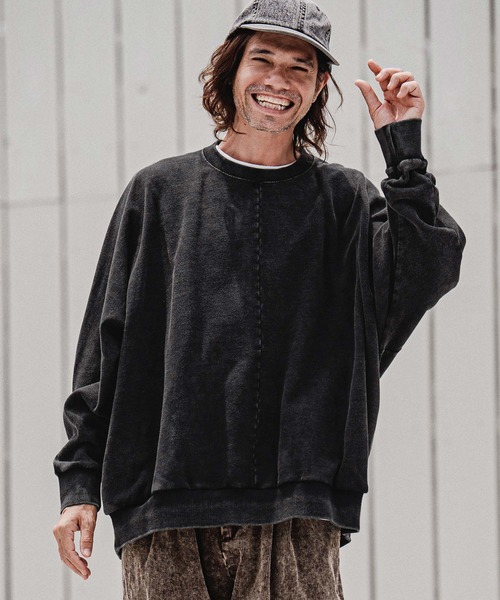 CAMBIO(カンビオ)の「msw1901-Faded Sweat Dolman Crewneck スウェットプルオーバー(A75226cmb)(スウェット・メンズ・キナリ/ブラック・S/M/L)」の5枚目の写真
