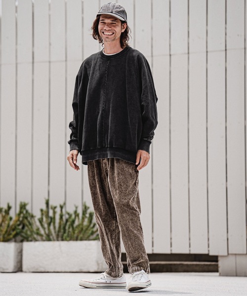 CAMBIO(カンビオ)の「msw1901-Faded Sweat Dolman Crewneck スウェットプルオーバー(A75226cmb)(スウェット・メンズ・キナリ/ブラック・S/M/L)」の6枚目の写真