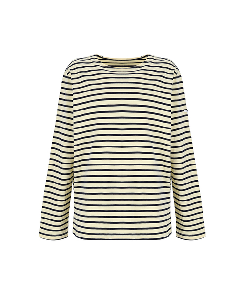 SWEET SOUP（スウィートスープ）の「ラベルポイントストライプルーズフィットTシャツ(WC3LTF3)（Tシャツ/カットソー・レディース・ネイビー/イエロー/アイボリー・FREE）」の3枚目の写真