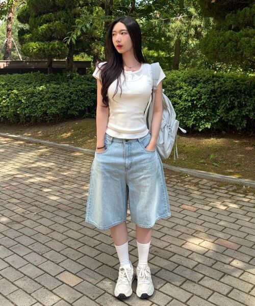 CARGOBROS FOR WOMAN（カーゴブロスフォーウィメン）の「デイリー ワイド デニム バミューダパンツ (濃紺)（その他パンツ・レディース・その他・SMALL/MEDIUM/LARGE）」の8枚目の写真