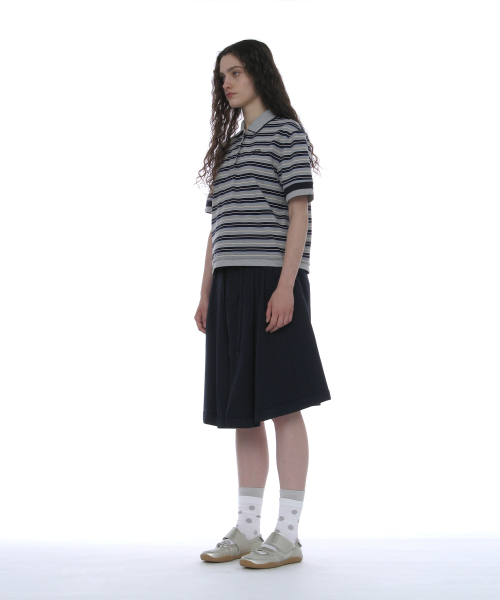 PARTIMENTO WOMEN(パルティメントウィメン)の「ダブルレイヤードストライプポロTシャツ_ネイビー(ポロシャツ・レディース・その他・SMALL/MEDIUM)」の3枚目の写真