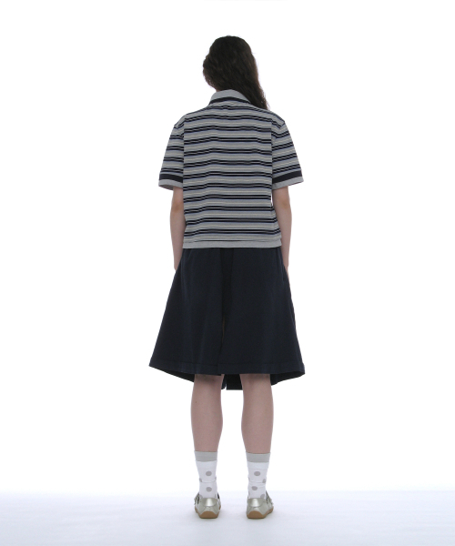 PARTIMENTO WOMEN(パルティメントウィメン)の「ダブルレイヤードストライプポロTシャツ_ネイビー(ポロシャツ・レディース・その他・SMALL/MEDIUM)」の4枚目の写真