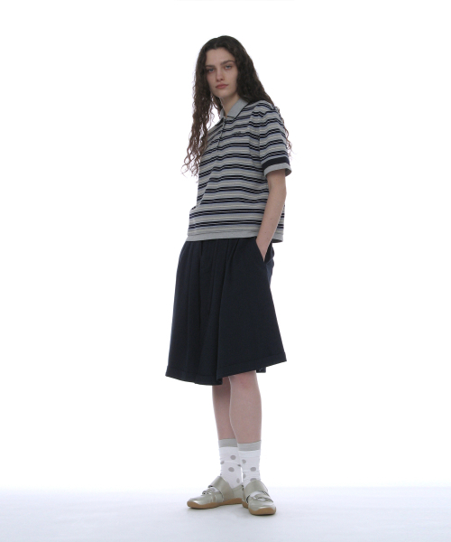 PARTIMENTO WOMEN(パルティメントウィメン)の「ダブルレイヤードストライプポロTシャツ_ネイビー(ポロシャツ・レディース・その他・SMALL/MEDIUM)」の5枚目の写真