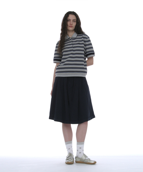 PARTIMENTO WOMEN(パルティメントウィメン)の「ダブルレイヤードストライプポロTシャツ_ネイビー(ポロシャツ・レディース・その他・SMALL/MEDIUM)」の6枚目の写真